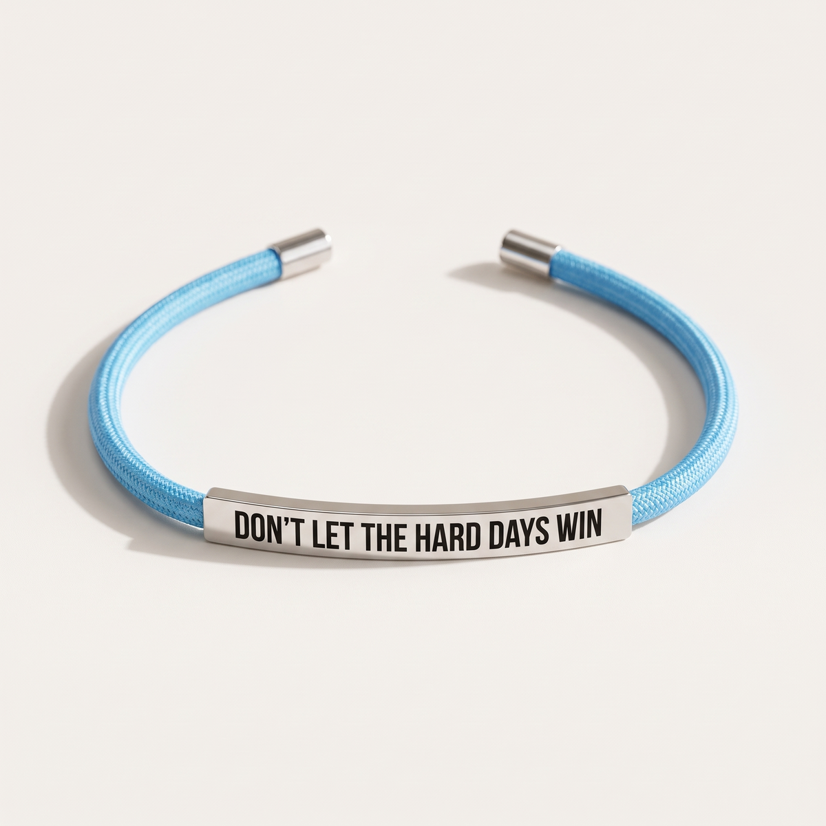 Don't Let The Hard Days Win bracelet - Baby Blue & Silver