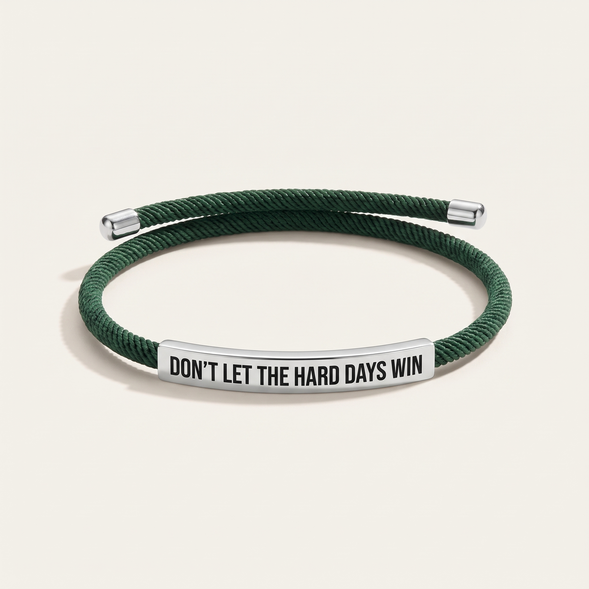 Don't Let The Hard Days Win bracelet - Dark Green & Silver