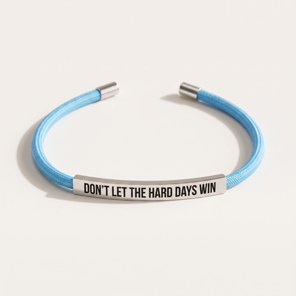 Don't Let The Hard Days Win bracelet - Baby Blue & Silver
