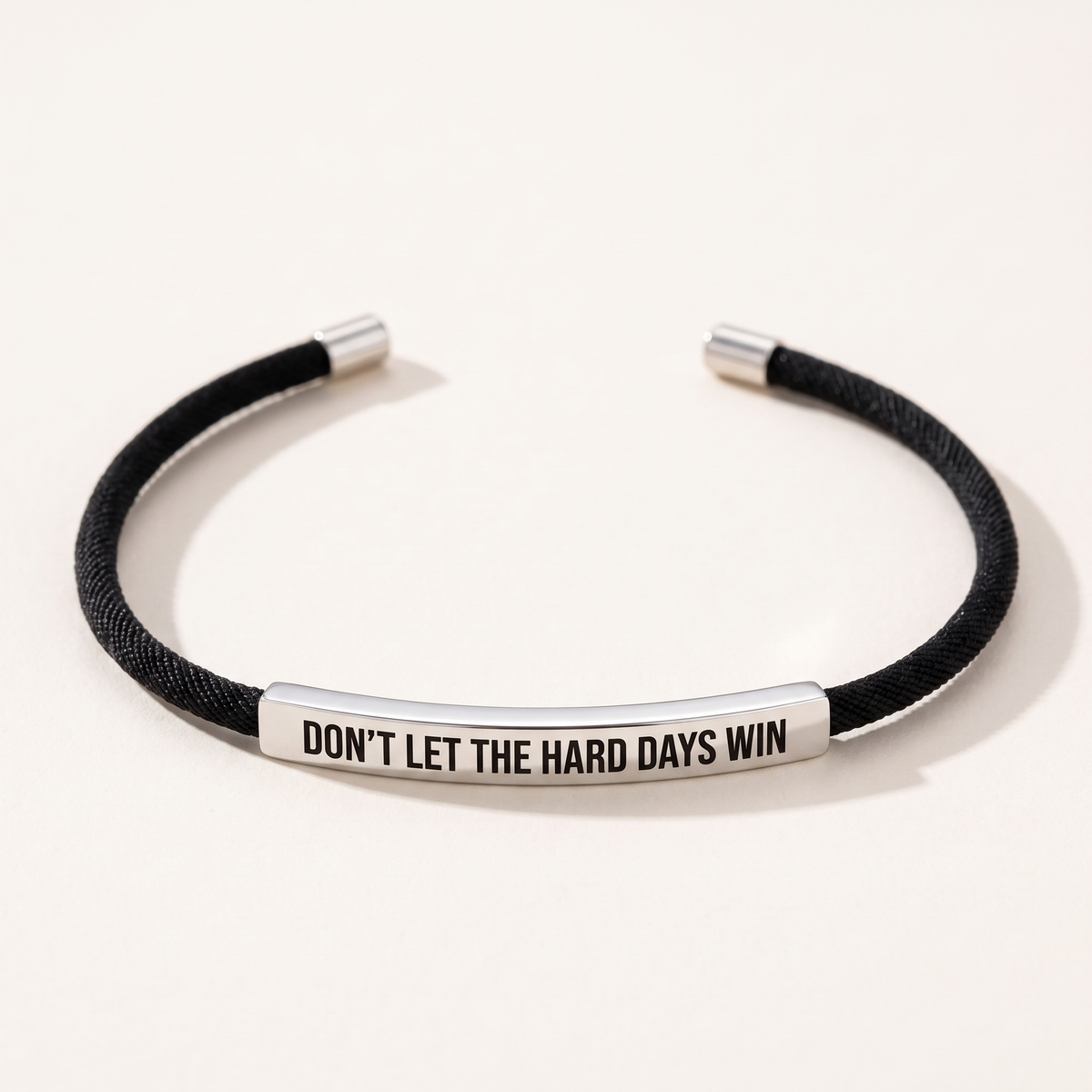 Don't Let The Hard Days Win bracelet - Black & Silver
